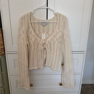 Pink Rose Women's Beige Knit Cardigan